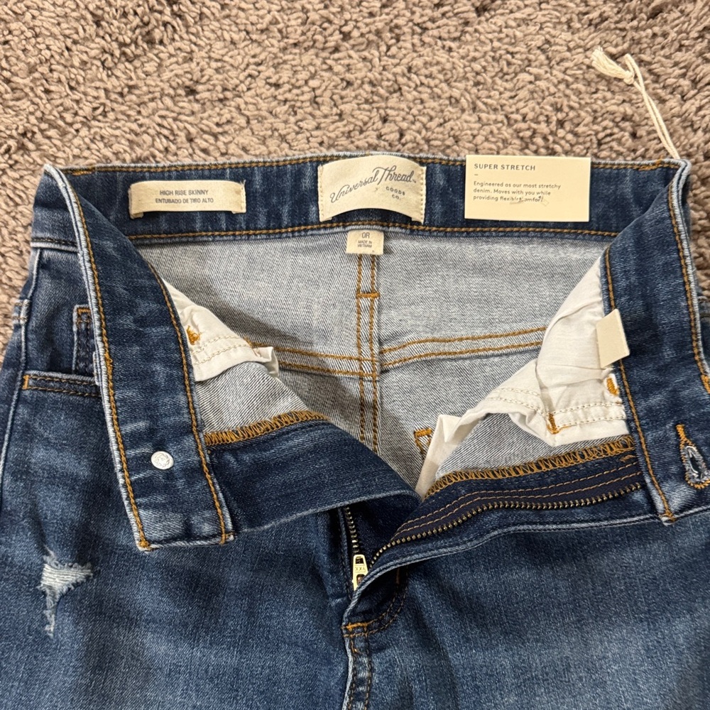 Universal Thread High Rise Blue Distressed Jeans - Picture 2 of 6